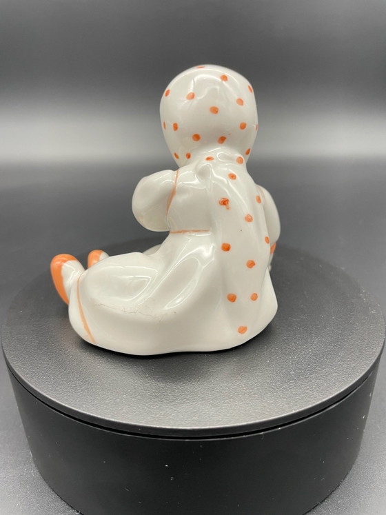 Zsolnay Pécs, Vintage Porcelain Figurine Girl with Jug, Hungary, Decorative Objects, Orange (photo 4 of 7)
