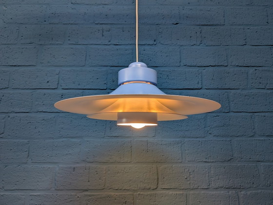 Image 1 of Vintage Blauwe Schalenlamp, Horn Belysning, Deens Design