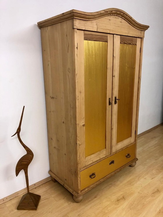 Image 1 of Antique farmhouse cupboard, country-style cupboard, softwood cupboard, Art Nouveau cupboard circa 1900