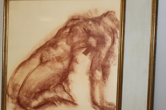 Image 1 of Sanguina sobre papel, "À genou nue", de Mania Mavro.