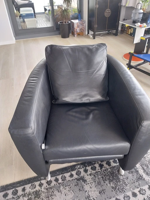 Fsm Sesam Relax Fauteuil Zwart Leer