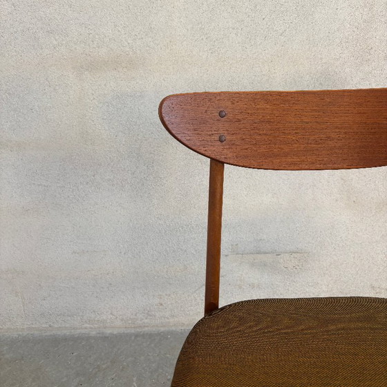 Lot de six Chaises de salle à manger, bois et tissu marron, Farstrup, Textile, Scandinavian (photo 3 sur 11)