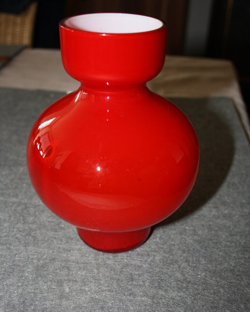 Vase 70er Jahre Rot /Weiß 70er Jahre ,Space Age,Seventies,Retro,