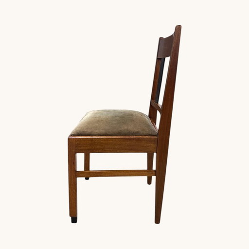 Set di 2 sedie Art Déco in rovere con rivestimento in velluto verde, circa 1920-1930