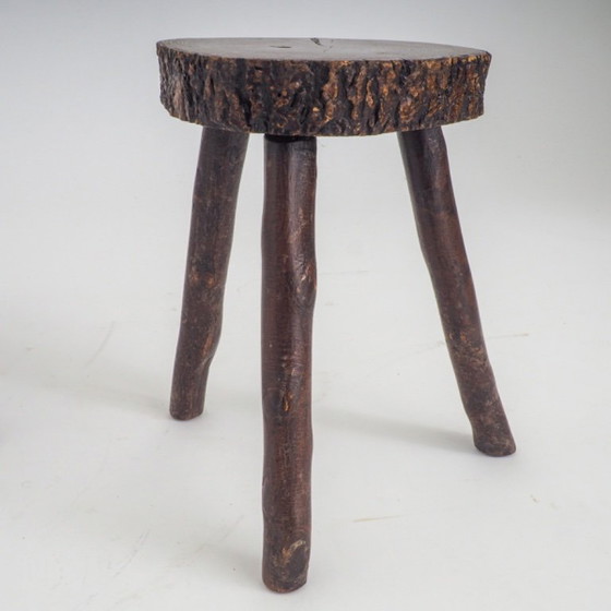 Set of 2 Rustic Hand-Crafted Wooden Stools (photo 19 of 19)