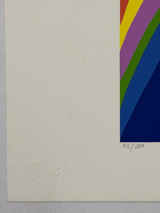 Quadro serigrafia Giulio Turcato 50x70cm arcobaleno, astratto – Litografie e stampe, Carta (photo 4 of 7)
