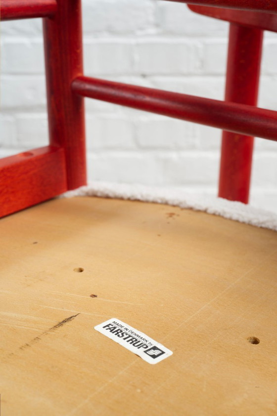 Image 1 of 6 sillas de comedor de haya teñida de rojo, modelo 250, de Farstrup Dinamarca, años 60