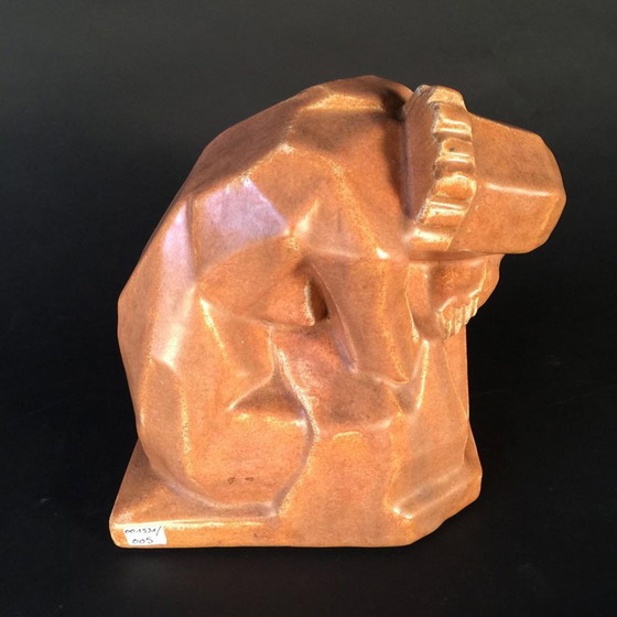 Sculpture Cubiste Art Déco Femme par Angelo Hecq & Roger Guerin, 1925 – Ceramic, Art Deco (photo 4 of 11)