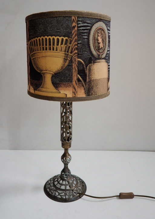 Filagree Bronze Lamp/ Shadow Fornasetti Fabric.