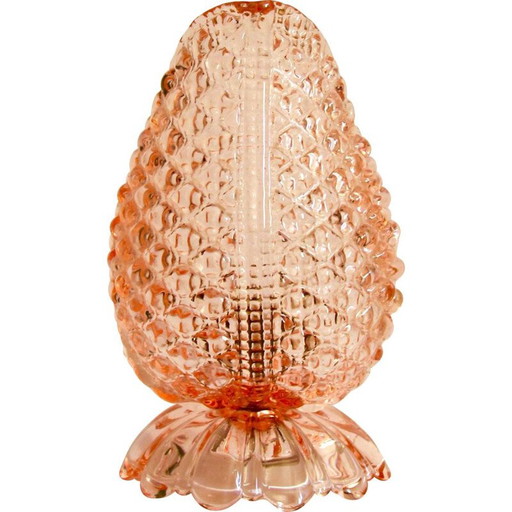 Lampe à feuilles vintage en verre murano rose foglia, Italie 1940