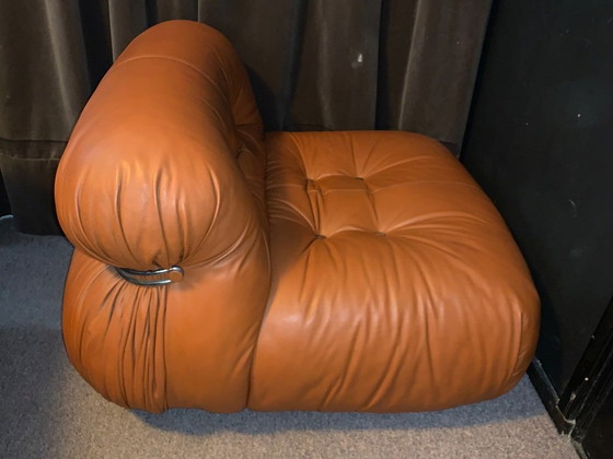 Image 1 of Fauteuil vintage Soriana en cuir, signé Afra et Tobia Scarpa pour Cassina