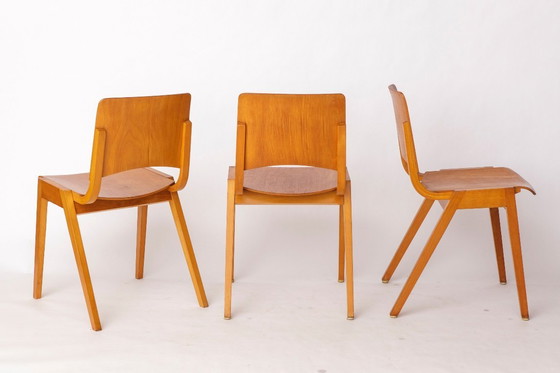 Image 1 of Ensemble de 6 chaises empilables Wilkhahn - Bois de hêtre - Allemagne 1970 - Sièges Vintage