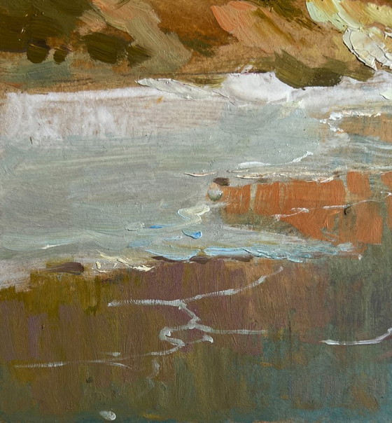 Image 1 of Original Oil Painting Summer Coastal Landscape The mountains touch the sea