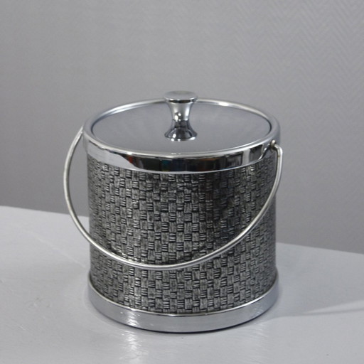 Vintage Chromed Metal Ice Bucket Design Style Mauro Manetti, Japan 1970s