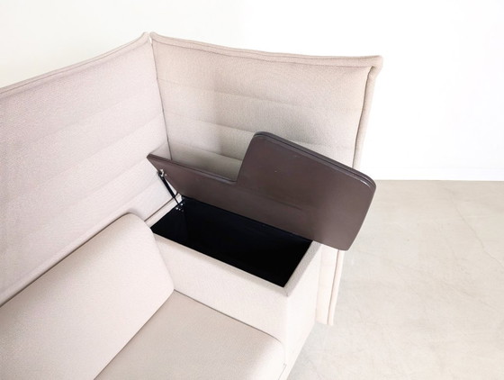 Image 1 of 3x Originele Vitra Alcove fauteuil met hoge rugleuning, grijsbeige, kantoorbank