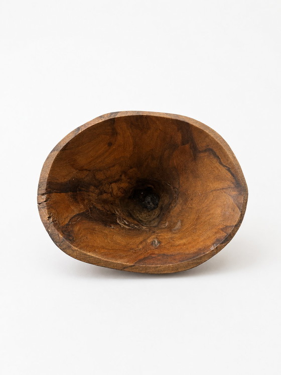 Image 1 of Sculpturale olijfhouten kan/vaas uit het midden van de 20e eeuw – Alexandre Noll-stijl (jaren 1950/1960)