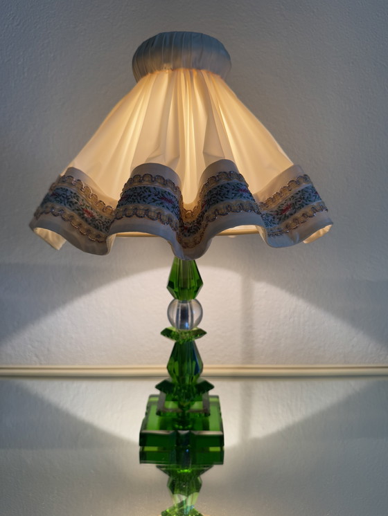 Image 1 of Art Deco emerald crystal lamp