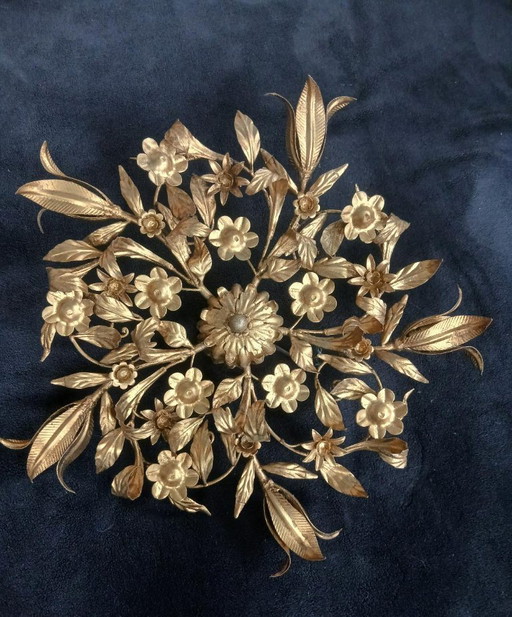 Lámpara de techo, araña, metal chapado en oro, Italia, estilo Hans Kogl