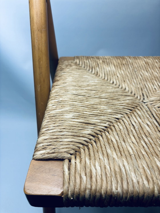 Image 1 of Set of 2 vintage wooden folding chairs with rattan seats – 1970s/1980s kg