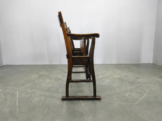 Image 1 of Rares bancs de cinéma en bois de hêtre tchécoslovaques des années 1920