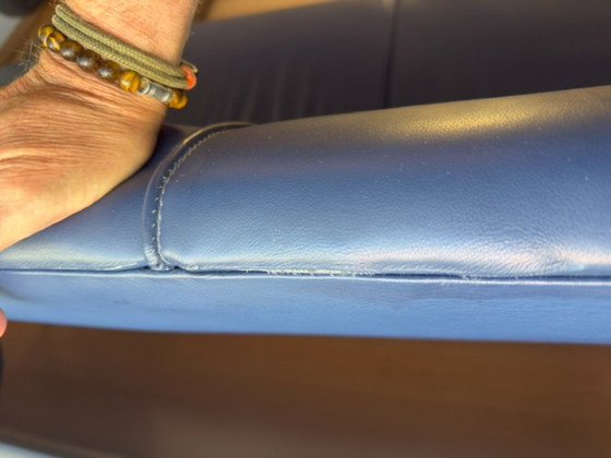Divano Gispen 444, 3 posti - Rivestito in pelle blu – Divani 3 posti, Leather (photo 3 of 5)
