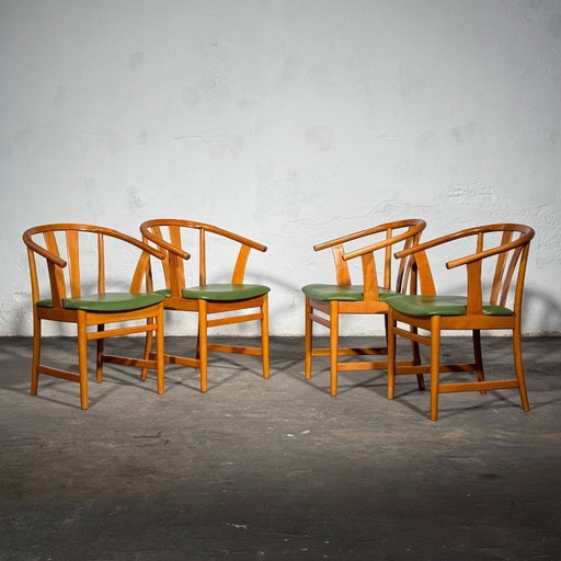 Set of 4 Carl-Ewert Ekström Chairs, Reupholstered in Leather, 1970s