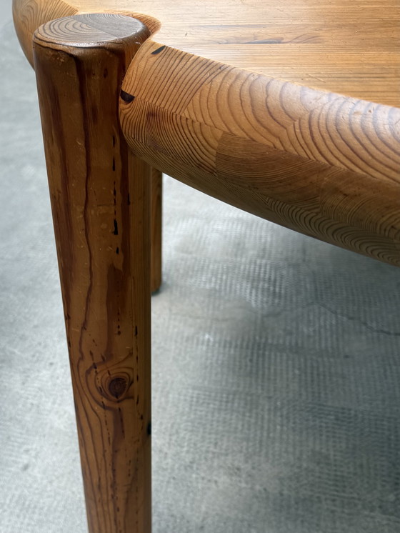 Image 1 of RAINER DAUMILLER FOR HIRTSHALS SAVVAERK DINING TABLE ROUND OVAL SOLID PINE WOOD 129cm - 189cm DENMARK 1970s