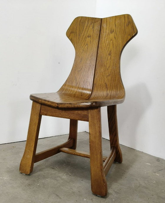 Image 1 of Brutalistische Esszimmerstühle aus Eiche