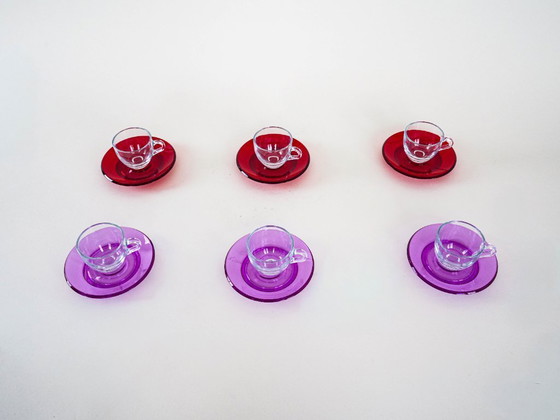 Image 1 of Set of glass cups, Italian design, 1970s, manufactured by Fratelli Guzzini