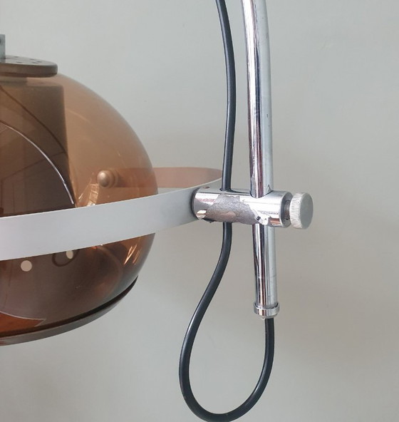 Vintage Dijkstra adjustable wall light, Space Age arc lamp, Dijkstra Lampen, Chrome, Metal, Brown (photo 13 of 15)