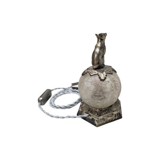 Image 1 of French Art Deco table lamp with a dog, circa 1920