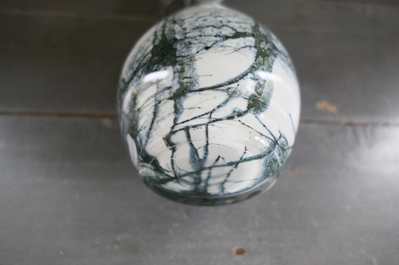 Image 1 of Vintage Glazen Vaas Wit Grijs