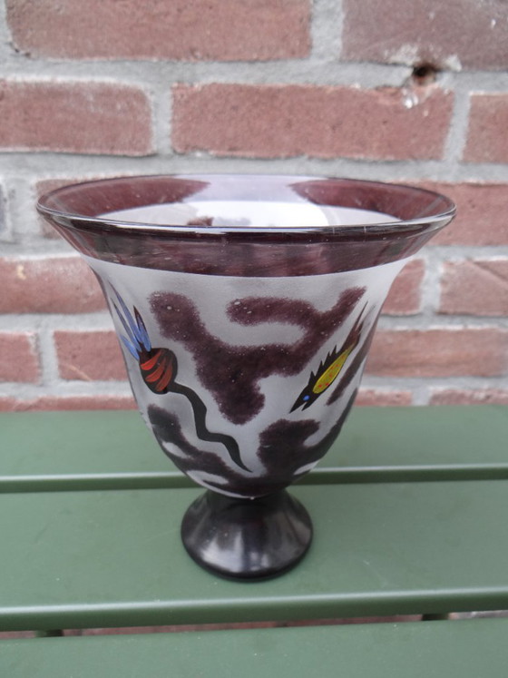 Signed Ulrica Hydman-Vallien for Kosta Boda ‘Black Magic’ glass bowl Sweden – Vases (photo 14 of 14)
