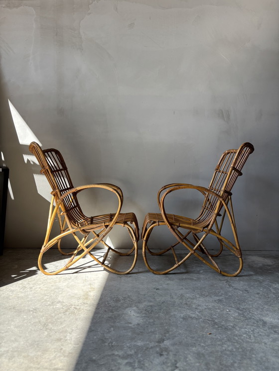 Image 1 of 2x Vintage rotan fauteuil