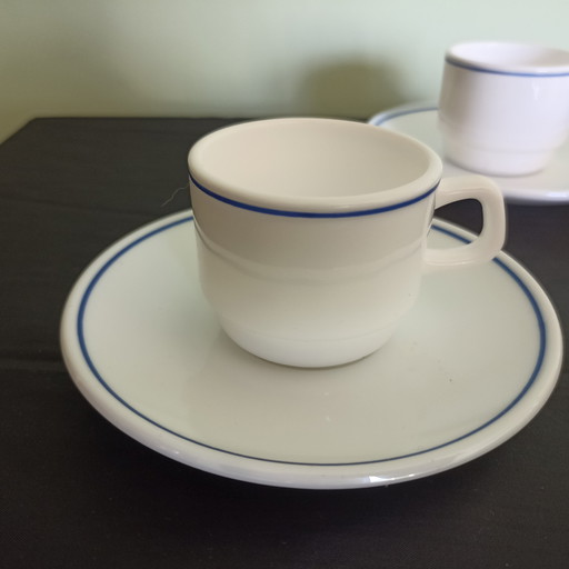 Lot de 6 services à expresso vintage Arcopal France « Restaurant » – État impeccable