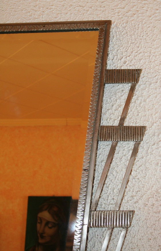Image 1 of Metal Art Deco mirror (forged/ trapezoidal shape)