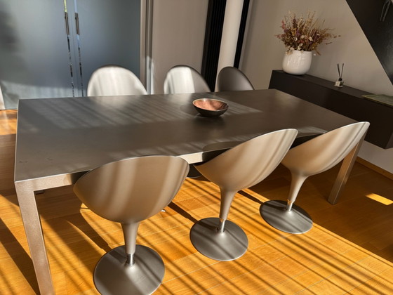 Tavolo da pranzo di design con 6 sedie – Set da pranzo, rvs (photo 2 of 5)