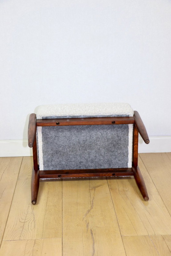 Image 1 of Taburete Edmund Homa, asiento de bouclé color crema y blanco marfil - 2 unidades disponibles