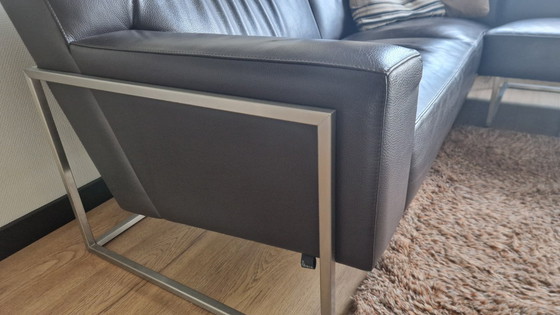 Image 1 of Leolux Ledersitzgruppe – Ecksofa, Hocker, Couchtisch, Teppich