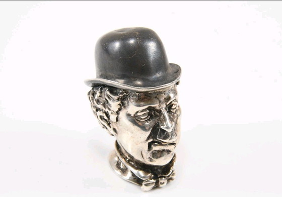 Image 1 of Zilveren 925 Charlie Chaplin-hoofd