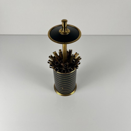 Zigarettenspender/Halter aus schwarzem und goldenem Metall, 1960er/70er Jahre