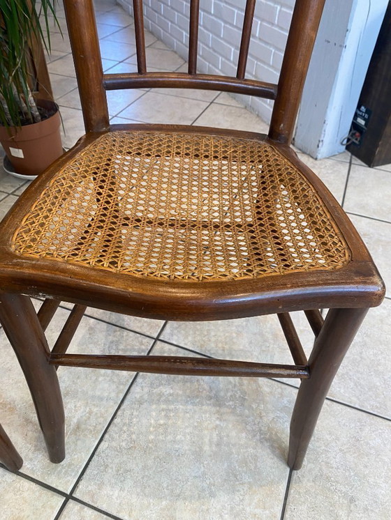 Image 1 of Coppia N1 di sedie antiche in canna e legno del 1900