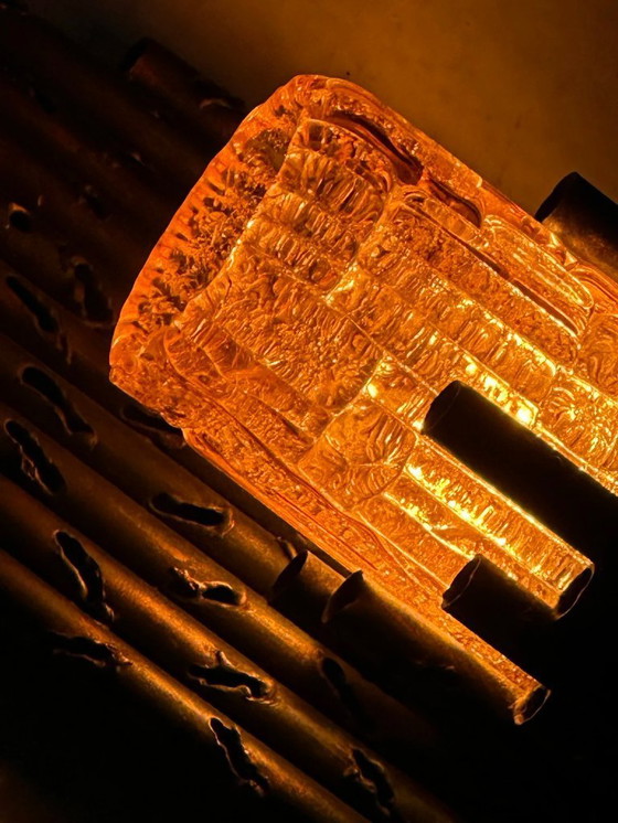 Image 1 of Set di tre applique brutaliste in acciaio e vetro testurizzato, Italia anni '70