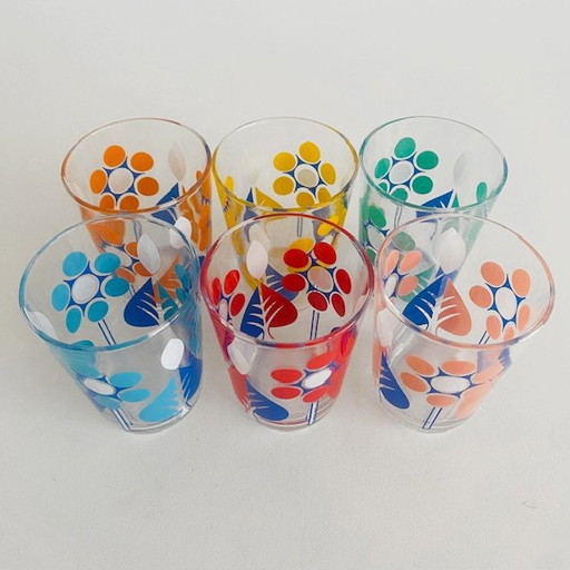 Set Vintage lemonade glasses 70s polka dots