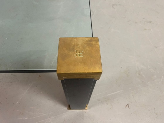 Hollywood Regency Mid-century Design Peter Ghyczy Glass & Brass Coffee Table. The Netherlands, 1970s. Ref.: (photo 11 of 12)