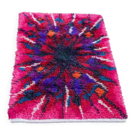 Swedish Tibetan Rya rug with flower by Jagarz for Rya