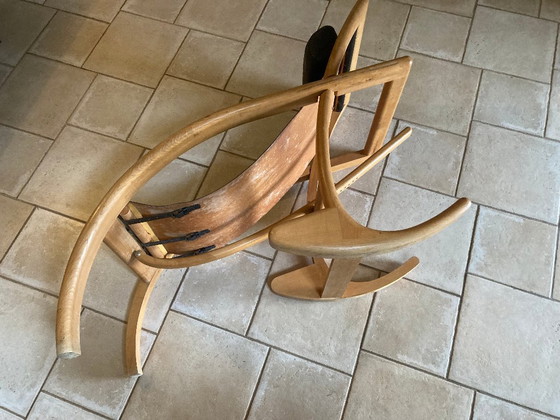 Transat Design Sessel – Kreation 1990/91 – Originalstück – Bernard Bouchault, Leder, Holz (photo 7 of 9)