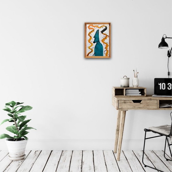 Image 1 of Inkt op getint papier. Formaat 30x21cm.