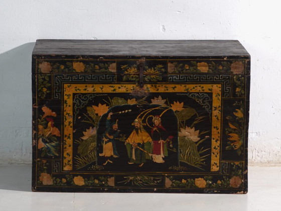 Baule antico laccato nero in legno di pino – Cina, circa 1900 – Armadi contenitori, Iron (photo 33 of 40)