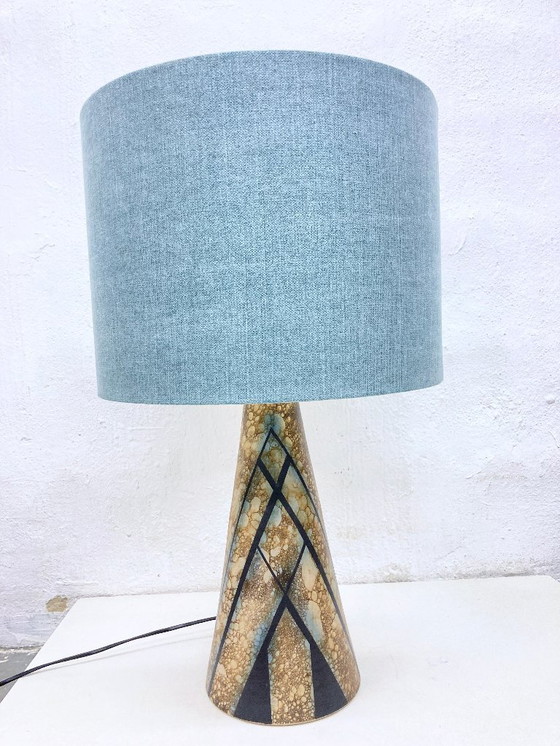 Image 1 of Large table lamp with conical ceramic base, studio ceramics, 70s/80s design